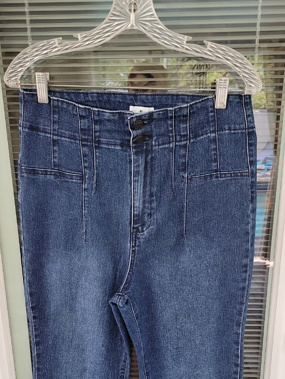 True Craft Corset Waist Flare Dark Wash Jeans Sz 12 Has Stretch No Pockets - Picture 2 of 11